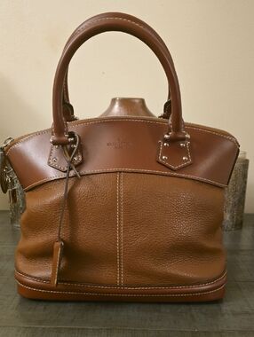 Louis Vuitton Tan & Brown Leather Top-Handle Bag Horizontal Lockit pm shuhali